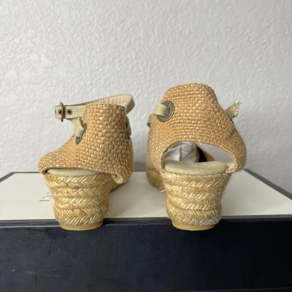 Viscata Formiga Beige Canvas Espadrille Wedge Sandal Slingback Women 41 EU/10 US
